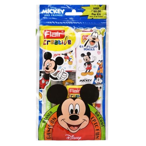 Image of Flair Creative Series Disney Themed Stationery Kits | Marvel Avengers, Mickey Mouse & Disney Princess | Smart Kit for Your Creative Need & Fun Learning | Ideal Gift Items for Kids | Pack of 3 Kits