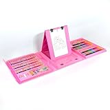 Kit Maleta de Pintura Infantil, Rosa, 208 Peças, com Lápis de Cor, Canetinhas, Giz de Cera, Aquarela, Material Artístico Completo, 100x41cm, para Crianças