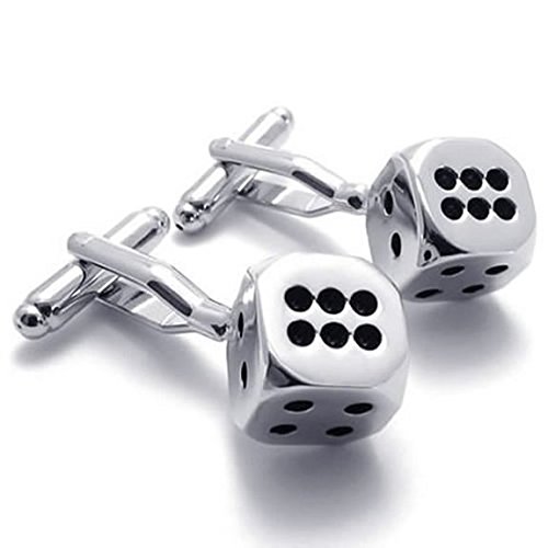Mancuernas Clásicas Personalizadas Dado Plateado y Negro 2 pcs miniatura 3