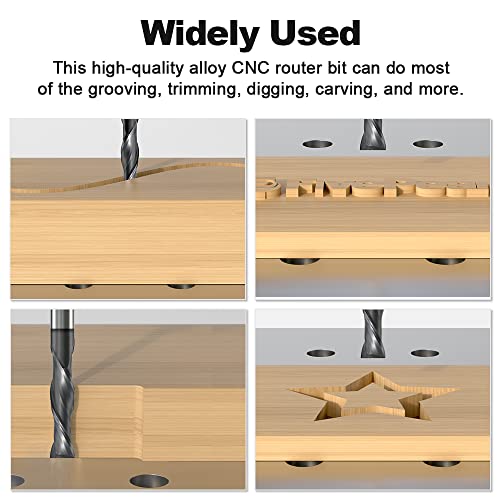 Fivepears Up Cut Spiral Router Bit For Cnc With Extreme Life Coated, 1/4" Cutting Diameter, 1" Cutting Length, 1/4 Inch Shank Carbide End Mill For Wood Carving Engraving Grinding Grooving #TOP4