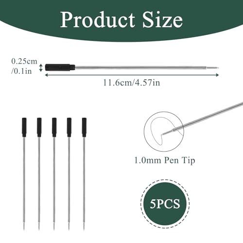 5 Pack Pen Refills Medium Black, Roller Pointe Metal Medium Refills, 11.6cm Compatible with Cross 8513 Ballpoint Pens - Image 2