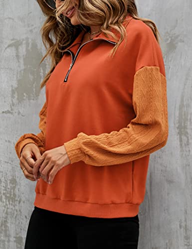 Joyjoy Womens Fleece Half Zip Pullover Sweatshirt Quarter Zip Hoodie Sweater Teen Girls Y2K Fall Winter Clothes 2023 Orange Red #TOP3