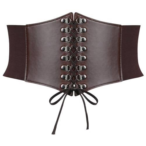 SUOSDEY Renaissance Corset Belt for Women Vintage Lace-up Cinch Belt Black Corset Elastic Waist Belt for Costume Dress2