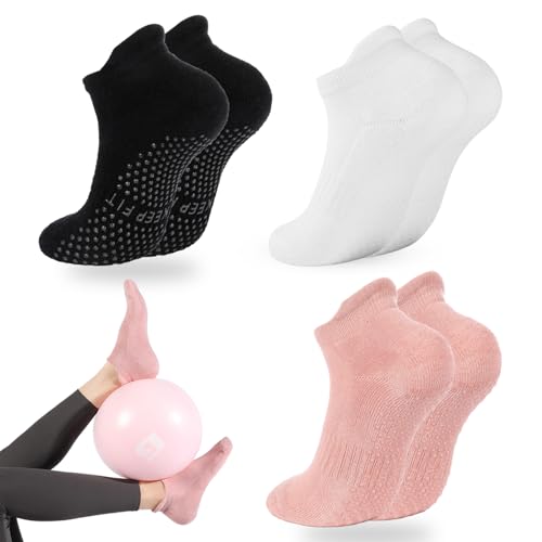 Image of loudashuaiqi Grip Pilates Socks Non Slip Athletic Yoga Socks with Grips for Women Grippy socks for Hospital Workout Barre