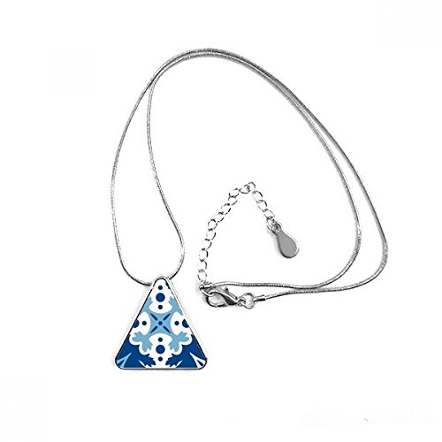 Fleur bleu Talavera pendentif triangle collier avec chaîne idée cadeau décoration originale