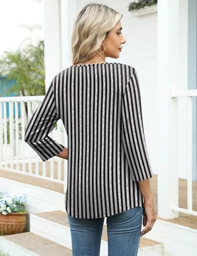 Image of LOMON Womens 3 /4 Length Sleeve T Shirts Asymmetrical Neck Tops Business Blouses for Women Fashion 2026