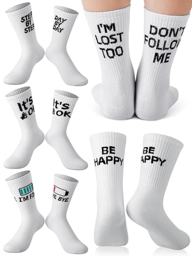 Chuarry 5 Pairs Graphic Crew Socks for Men & Women