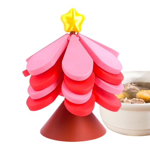 Misaakoeq キッチン トライベット,耐熱性 木の形 ポットホルダーセット | 滑り止め マット ボウルや料理 電子レンジ調理用 - 家庭 アパート クリスマス ウェディングギフト