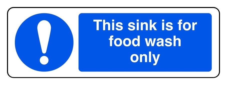 This Sink Ts For Food Wash Only - safety sign - 3mm Aluminum Dibond for indoor/outdoor usage (300mm x 100mm) 5m Viewing Distance.