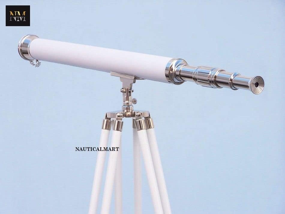 Nautical Decor Floor Standing Chrome Telescope 40" - Nautical Marine Telescope by NauticalMart
