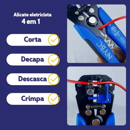 Alicate Crimpador Desencapador E Descascador De Fio 4 em 1 - Nybc