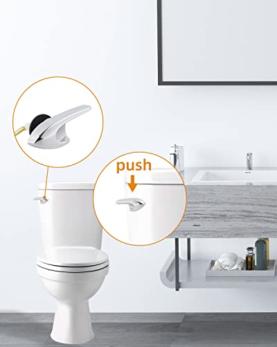 Hibbent Upgraded 2 Pack Universal Toilet Tank Flush Lever Replacement, Front Mount Tank Flush Lever Handle Compatible With Kohler Toilet Tank, Toilet Trip Lever, Stainless Steel Flapper Chains, Chrome #TOP7