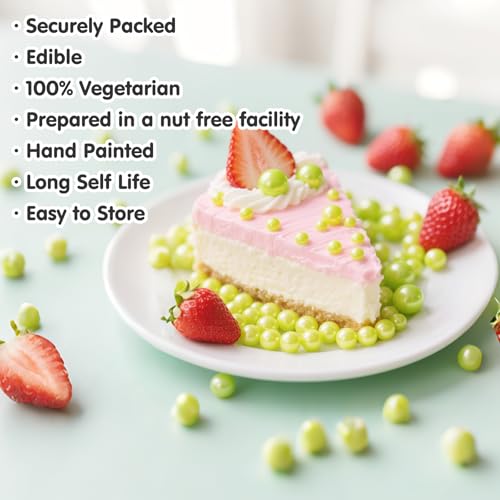Image of Edible Green Pearl Sprinkles,130g,Bright Green Pearls,Light Spring Sugar Pearls Mix Size Sprinkle for Cake Decorating,Baking Edible Candy,Cake Decorations,Cupcake Toppers,Cookie Donuts Ice Cream Toppings,Birthday Party Easter Supplies