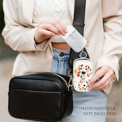 Image of Hand Sanitizer Spray Case, Compatible with Touchland Hand Sanitizer Mist Spray, Portable Mini Pouch, Fashion Accessory Keychain with Snap Hook 1FL. OZ., Spotted Dog