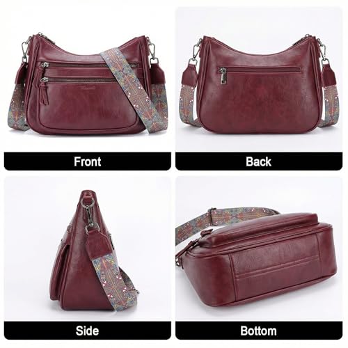 Image of Crossbody Purses for Women Trendy Leather Crossbody Bag,Multi Pocket Shoulder Handbag Lightweight Travel Purse