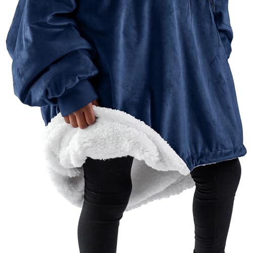 Image of Bare Home Wearable Blanket Hoodie - Soft Plush Sherpa - Warm and Cozy - Oversized Wearable Blanket