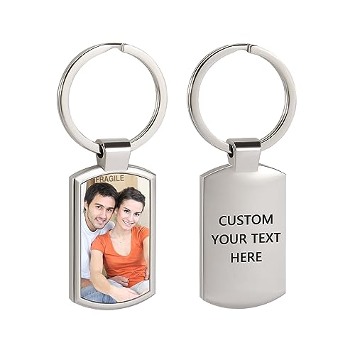 Hunjut Custom Keychain with Picture Personalized Photo Keychains Engraved Customize Key Chain Memorial Gift for Mother's Day