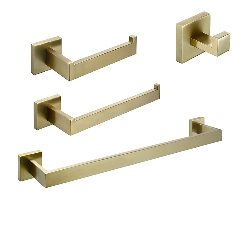 Juego de accesorios de baño oro cepillado de 40cm con portarrollos y barra de toalla