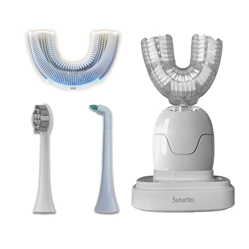 Sunartec 360° U-Shaped Toothbrush for Adults, Suitable for People with Limited Mobility Original Newupgrade Automatic Electric Toothbrushes, Multiple Brush Heads Options,IPX7 Waterproof