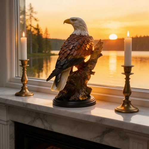 Estatua de águila calva de resina 12.9 pulgadas miniatura 3
