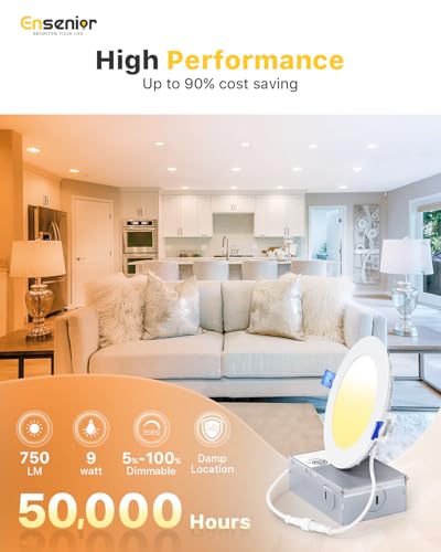 image for Ensenior 12 Pack 4 Inch Ultra-Thin LED Recessed Light with Junction Bo
