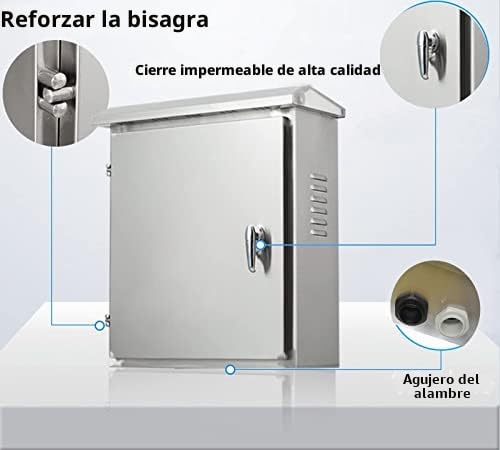 201 Armario Electrico de acero inoxidable, Caja de Distribución Eléctrica impermeable Exterior, Caja Cuadro Electrico de pared, Armario de Contadores con cerradura 60 * 50 * 18cm
