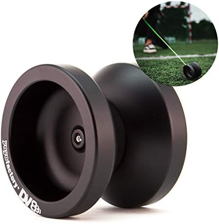 YoyoFactory Dv888 - A Simple and Comfortable Beginner Friendly Yoyo - Comes with Extra String & Pre Tied Finger Loop - Constructed from Aircraft Grade Aluminum - for Novice and Advanced Tricks Black