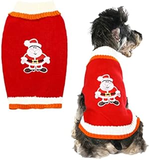 Lifegogo Dog Christmas Jumper for Medium Large Dogs, Red and White Striped Knitwear Winter Warm Dog Coat, Dog Jumpers Coat Clothes - L