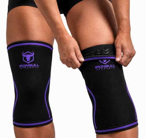 Knee Sleeves 7mm (1 Pair) - High Performance Knee Sleeve Support For Weight Lifting, Cross Training & Powerlifting - Best Knee Wraps & Straps Compression - For Men and Women (Black/Purple, XX-Large)