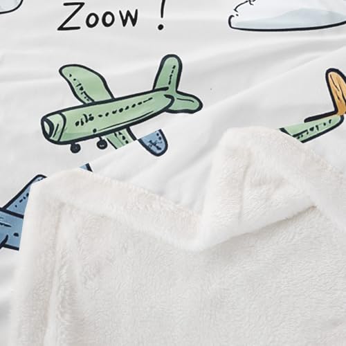 Couverture en polaire Airplane pour lit et canapé, plaid doux 76x101 cm