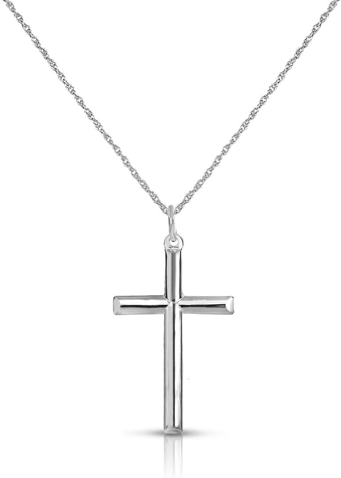 Savlano 925 Sterling Silver Cross Pendant Necklace-18K Gold Plated 1.2MM Rope Chain For Women & Men Comes With a Gift Box - Made in Italy