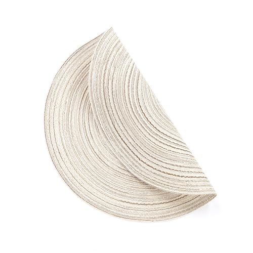 Image of SHACOS Round Placemats Set of 6 Braided Circle Place Mat Washable 15 inch Table Mats for Kitchen Dining Table Decor Mixed Color (Ivory, 6)