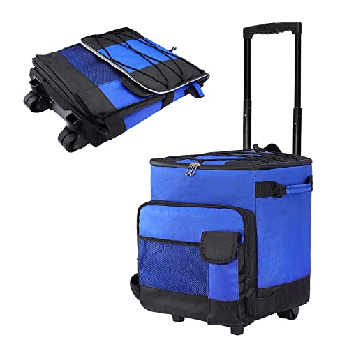 Collapsible Cooler With Wheels, Handle And Removable Liner Ice Chest - 48 Can Leakproof Rolling Cooler For Camping, Football, Beach Trip, Outdoor Activities #TOP21