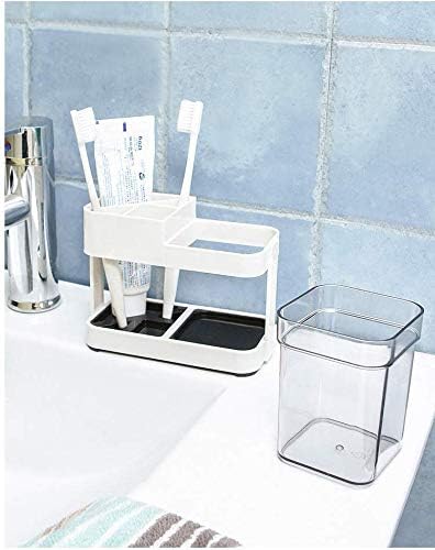 Image of Xmart India Plastic Bathroom Toothbrush and Toothpaste Holder Stand | Bathroom Organizer | Multipurpose Toothbrush Organizer |Bathroom Organiser Without Drill(1 Pc)