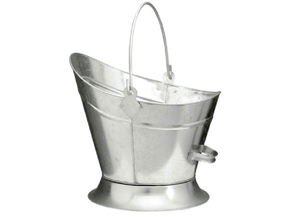 Heavy Duty Metal Fireside Waterloo Bucket Fireplace Hod Scuttle Coal Fuel Ash Wood Log Storage Option with Shovel and Poker (Glavnised Waterloo Bucket)