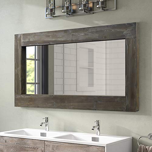 Trvone Full Length Mirror Floor Mirror Rustic Wood Frame, Hanging Vertically Or Horizontally Or Leaning Against Wall, Large Bedroom Mirror Dressing Mirror Wall-Mounted Mirror, 58"X24" #TOP1