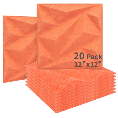 Panneaux acoustiques 3D Art3dwallpanels auto-adhésifs couleur orange rouge - 30,5 cm