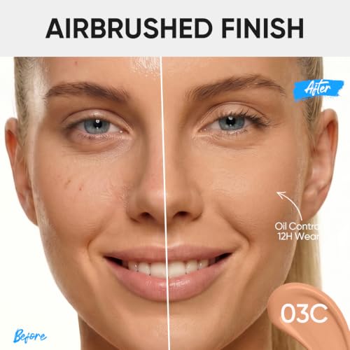 Image of SKINTIFIC Velvet Matte Cushion Foundation Blue #03C Cool Petal | Full coverage matte finish, one-swipe flawless, oil control, long-lasting pore-blurring pressed powder for oily skin.
