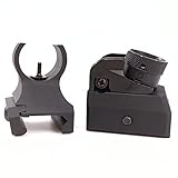 Front & Rear Low Iron Steel Sight Set Combo，Premium Optics Rapid Transition Backup Sights，Tactical Full Metal Style-Rotate Adjustable Diopter Flip-Up Fix Scopes，Fits for 20mm Picatinny Rail Mounting