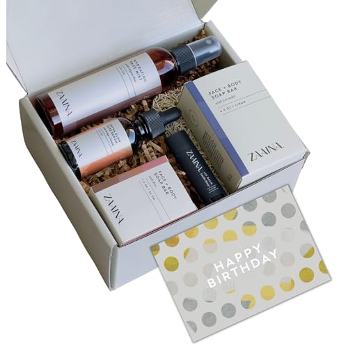 Birthday Spa Gift Set for Women, Luxury Gift Care Package for Her, Relaxing and Pampering Beauty Box, Unique Bath and Body Spa Basket, Gift Ideas for Best Friend, Mom, Wife, Sister by ZAAINA Birthday Spa Gift Set for Women, Luxury Gift Care Package for Her, Relaxing and Pampering Beauty Box, Unique Bath and Body Spa Basket, Gift Ideas for Best Friend, Mom, Wife, Sister by ZAAINA