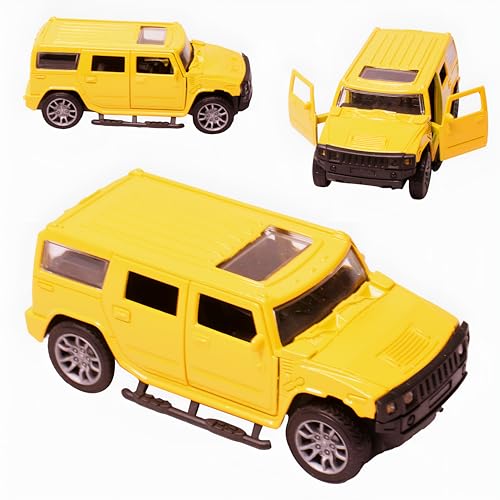 Image of Toy Cloud DieCast Model Cars Hummer Metal Car for Kids Pull Back Action Opening Doors Toy Cars for Boys 5-8 Years - Yellow
