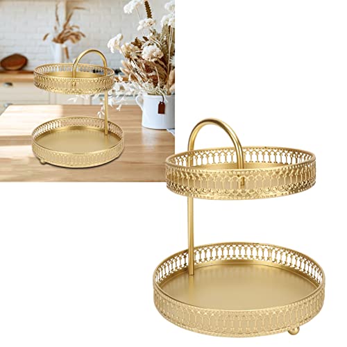 Soporte de Frutas, 2 Niveles Bandeja de Frutas Canasta de Frutas de 2 Niveles Recho de Oro Elegante Gran Capacidad Decorativa Multi -propósito Pastor de Cupcake para Fiesta en