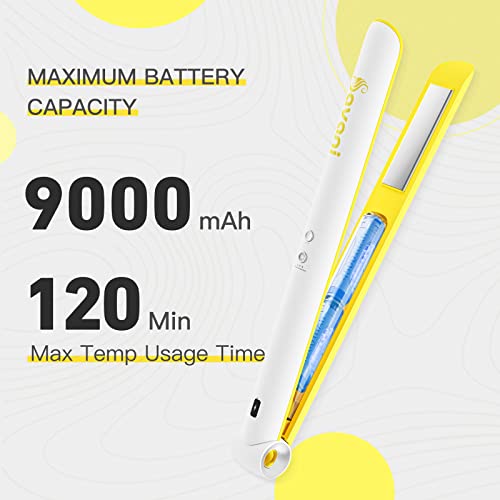 Savani Cordless Hair Straightener, 2-In-1 Wireless Flat & Curling Iron, Professional Straightener, Type C Rechargeable Travel Hair Iron, 9000Mah High-Capacity Battery, 3 Adjustable Temp Settings #TOP2