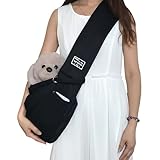[アスペルシオ] ペットスリング ショルダー ペットバッグ 飛び出し防止 ポケット付き 肩掛け お散歩かばん ブラック