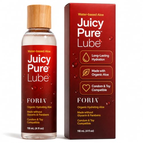 Image of FORIA Juicy Pure Lube Water-Based Hydrating Aloe Lube - 95% Organic, pH-Balanced Personal Lubricant for Men, Women & Couples - 4 fl oz (118 ml)