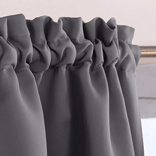 Image of JUPON Kitchen Blackout Valance Rod Pocket Curtain 1 Piece, Kitchen Curtain 3ft