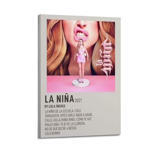 BLYESSQ Lola Indigo LA NINA - Póster de música firmado con música limitada, lienzo para pared, decoración de pared, habitación, aula, dormitorio, decoración de pared