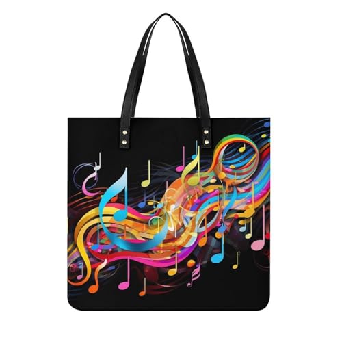 Grand sac fourre-tout de voyage pour femme blanc à motif notes de musique