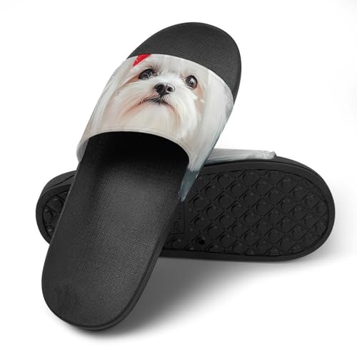 Awaiting Christmas with Maltese House Sandals Slip On Bathroom Slippers Beach Summer Shoes for Men Women4