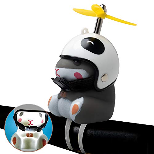 wonuu Duck Bike Bell with Light and Helmet Cute Hamster Bicycle Horn, Dashboard Decoration Hamster Toy Motorcycle Bike Bells Rubber Duck Car Dashboard Decorations